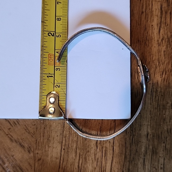 Antique sterling silver floral cuff bracelet flower - Picture 7 of 8